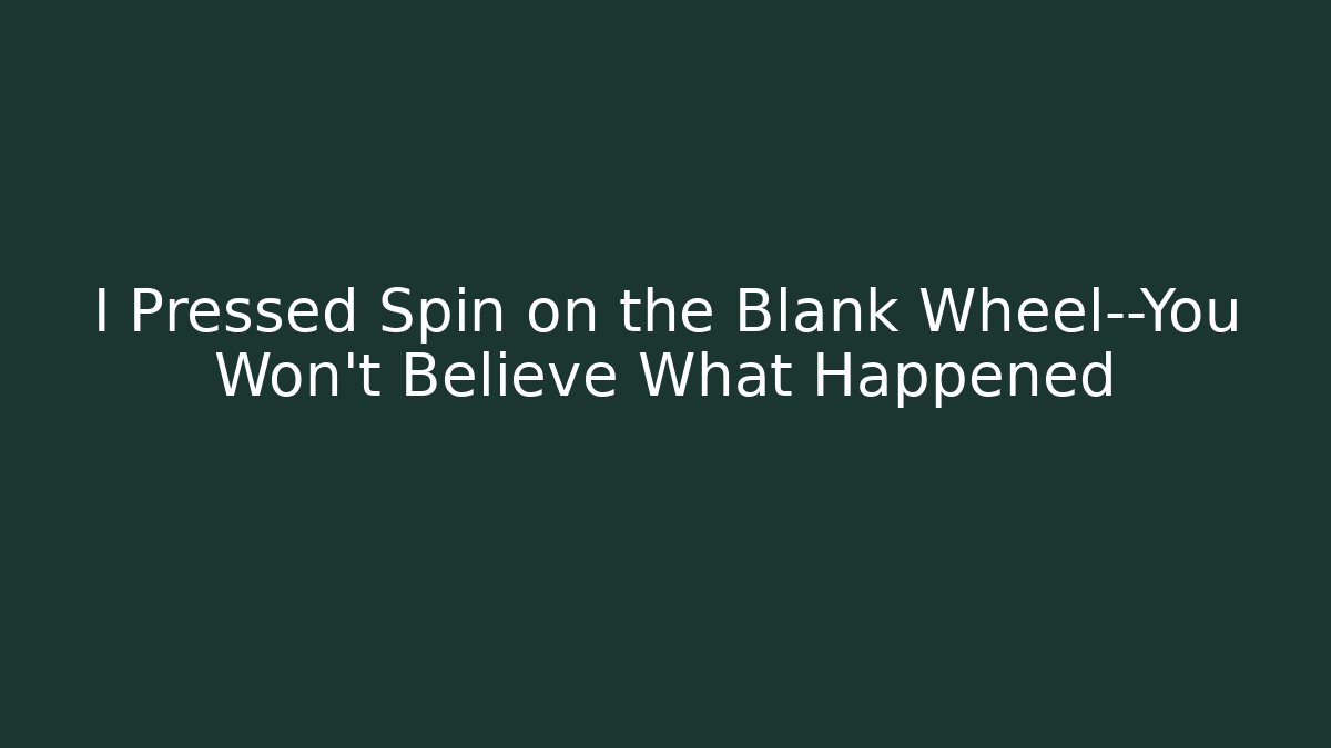 I Pressed Spin on the Blank Wheel—You Won't Believe What Happened