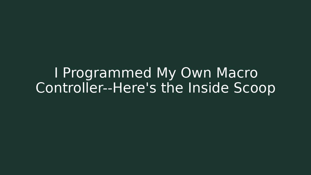 I Programmed My Own Macro Controller—Here’s the Inside Scoop - Critter Realm