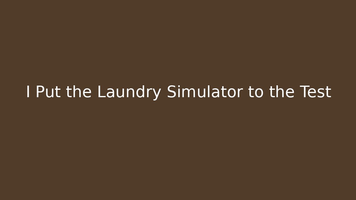 I Put the Laundry Simulator to the Test