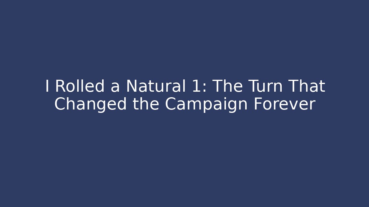 I Rolled a Natural 1: The Turn That Changed the Campaign Forever