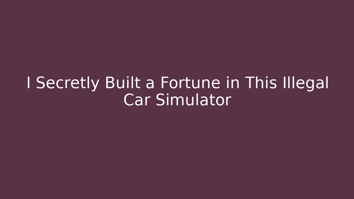 I Secretly Built a Fortune in This Illegal Car Simulator