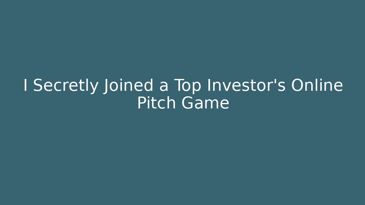 I Secretly Joined a Top Investor's Online Pitch Game - Critter Realm