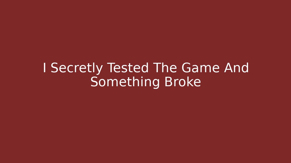 I Secretly Tested The Game And Something Broke - Critter Realm