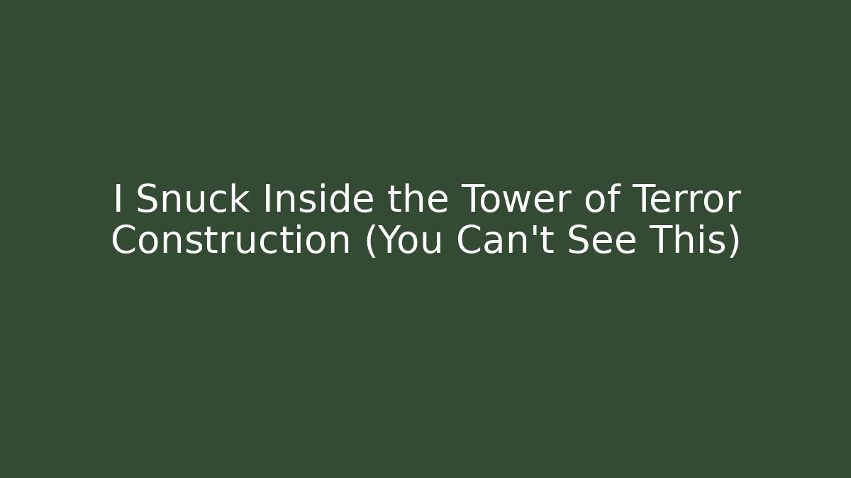 I Snuck Inside the Tower of Terror Construction (You Can't See This)