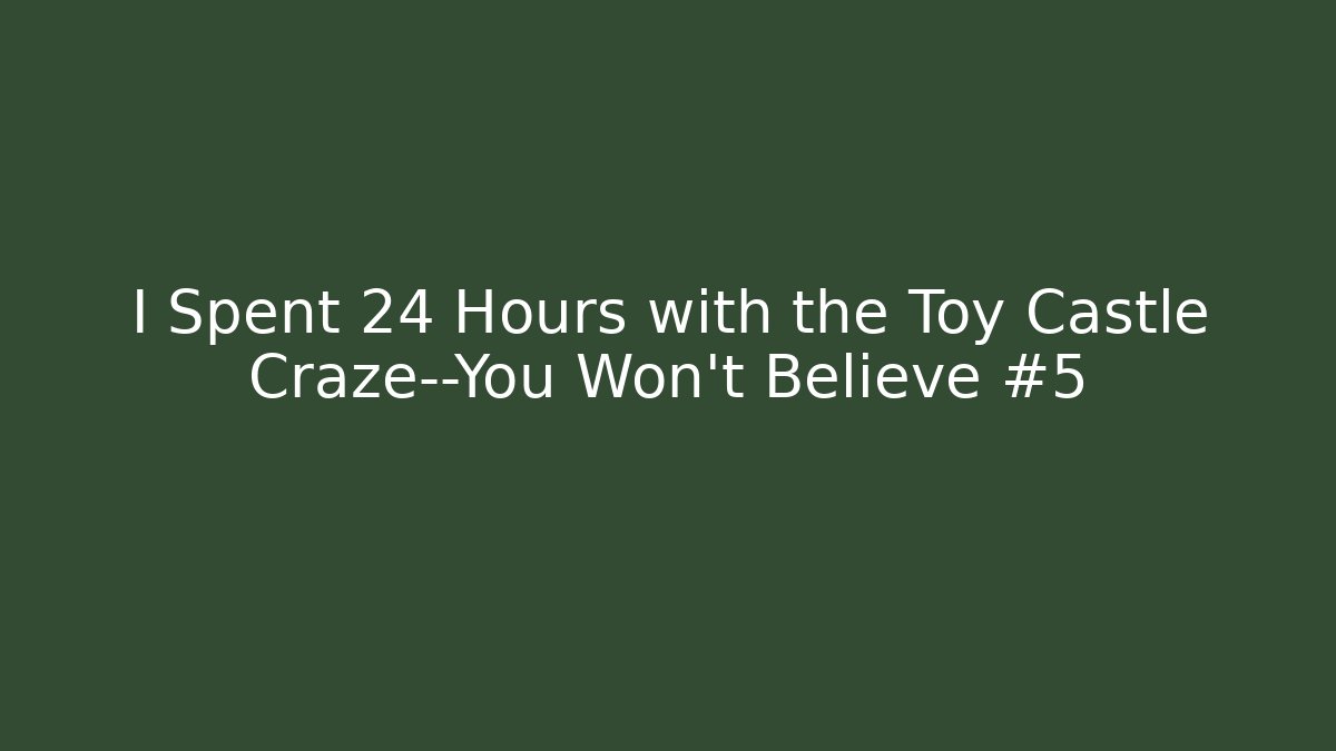 I Spent 24 Hours with the Toy Castle Craze—You Won't Believe #5
