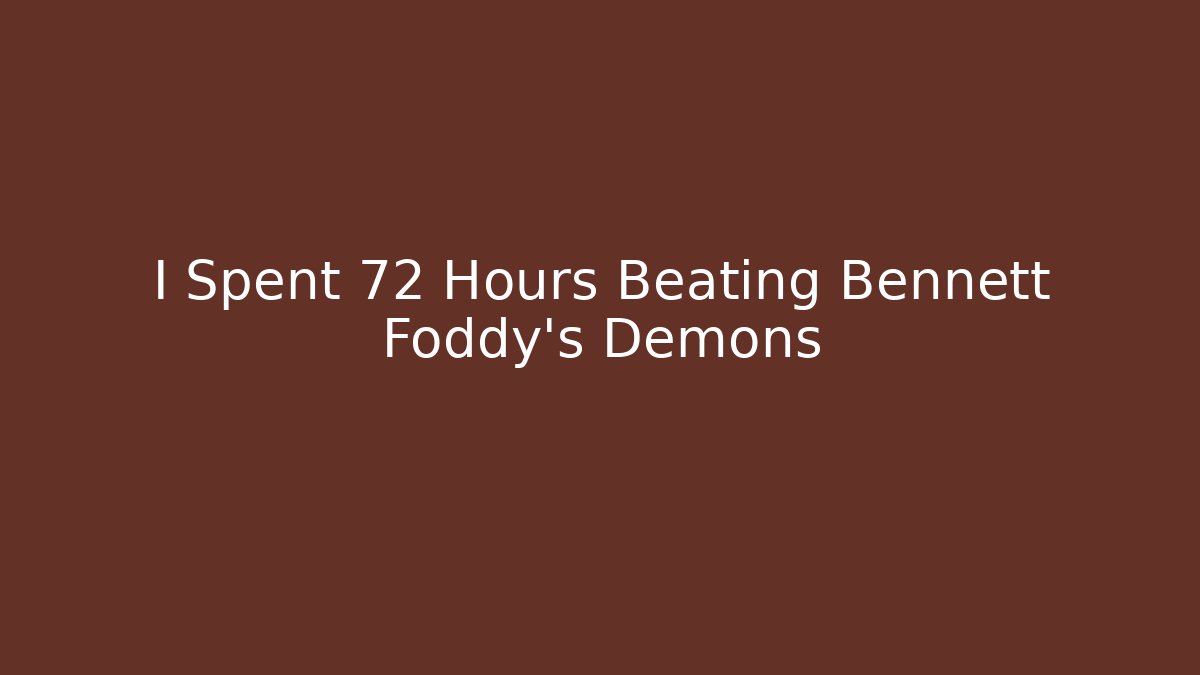 I Spent 72 Hours Beating Bennett Foddy's Demons