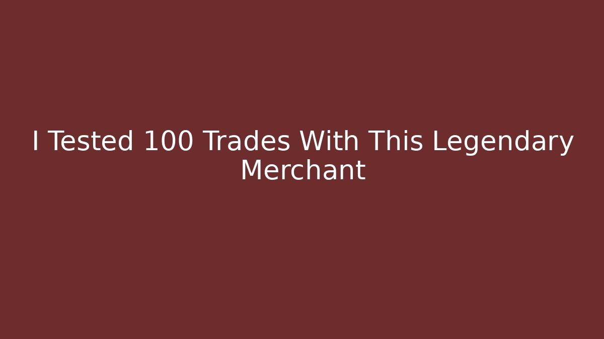 I Tested 100 Trades With This Legendary Merchant - Critter Realm