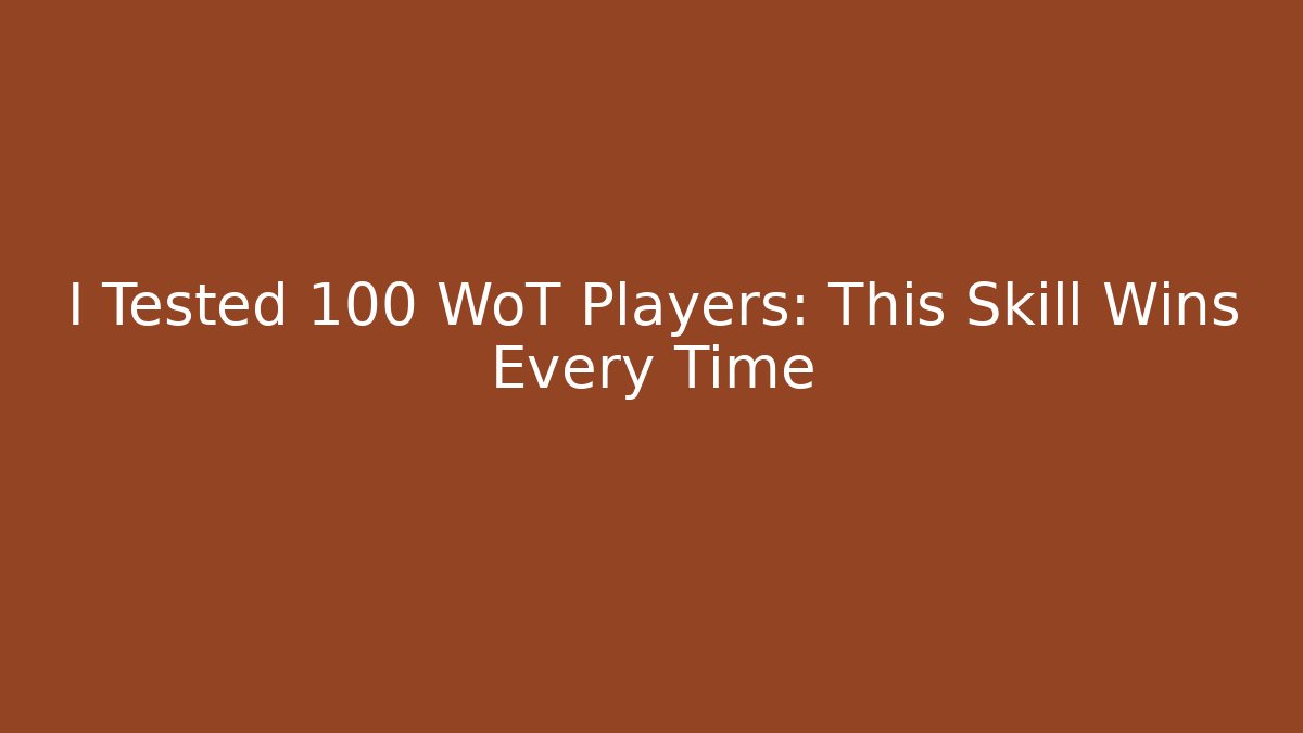 I Tested 100 WoT Players: This Skill Wins Every Time - Critter Realm