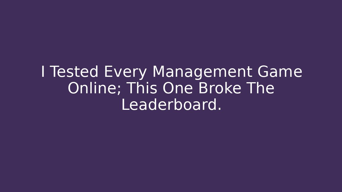 I Tested Every Management Game Online; This One Broke The Leaderboard. - Critter Realm