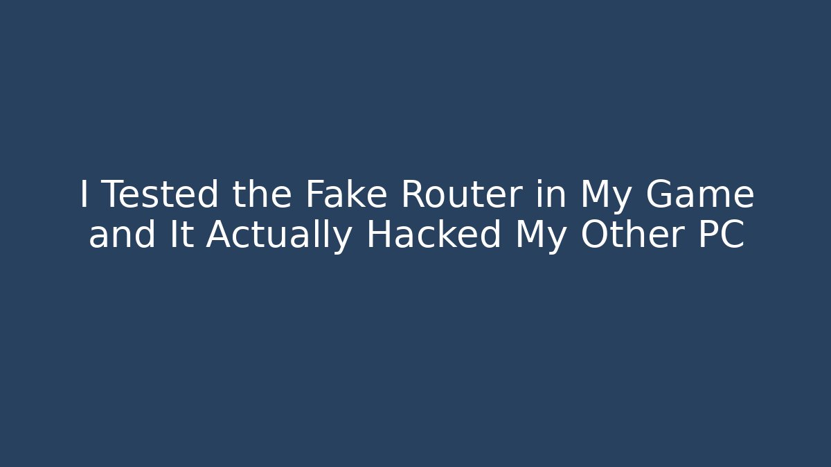 I Tested the Fake Router in My Game and It Actually Hacked My Other PC