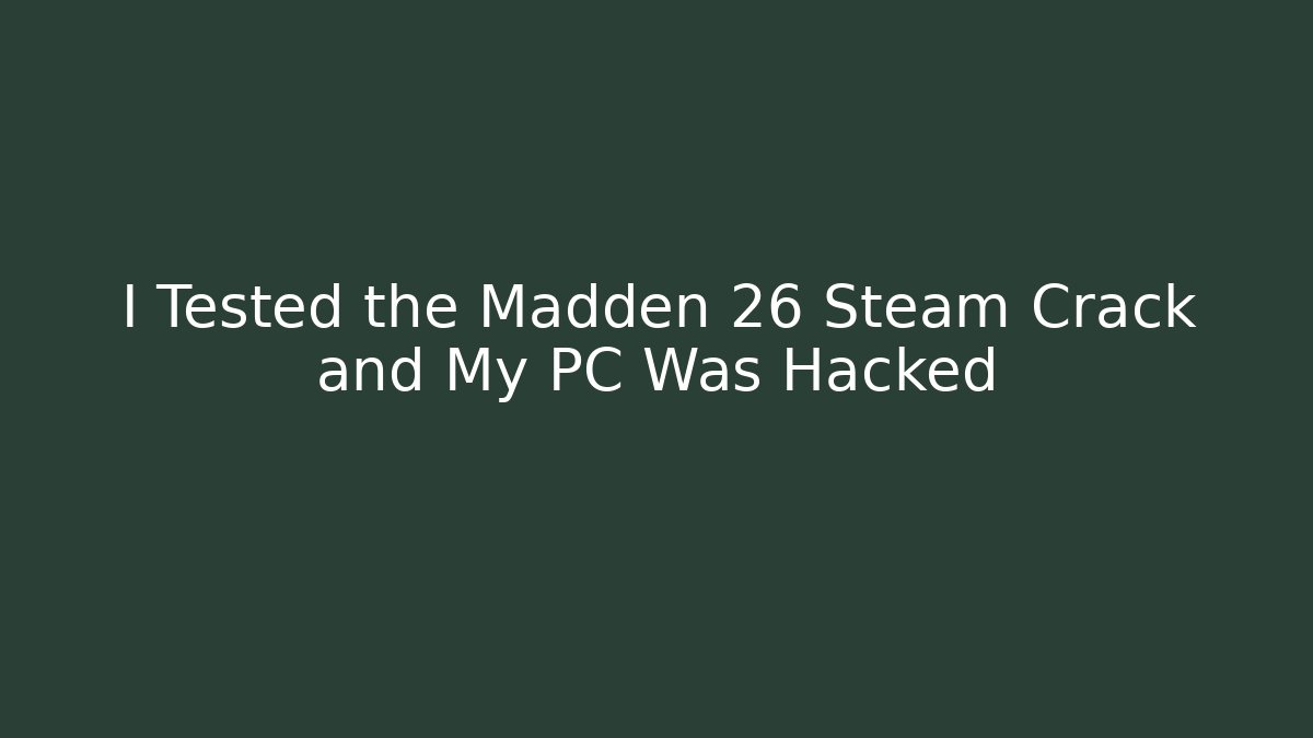 I Tested the Madden 26 Steam Crack and My PC Was Hacked