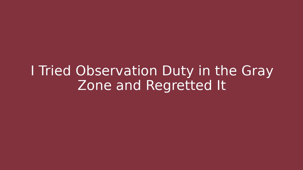 I Tried Observation Duty in the Gray Zone and Regretted It