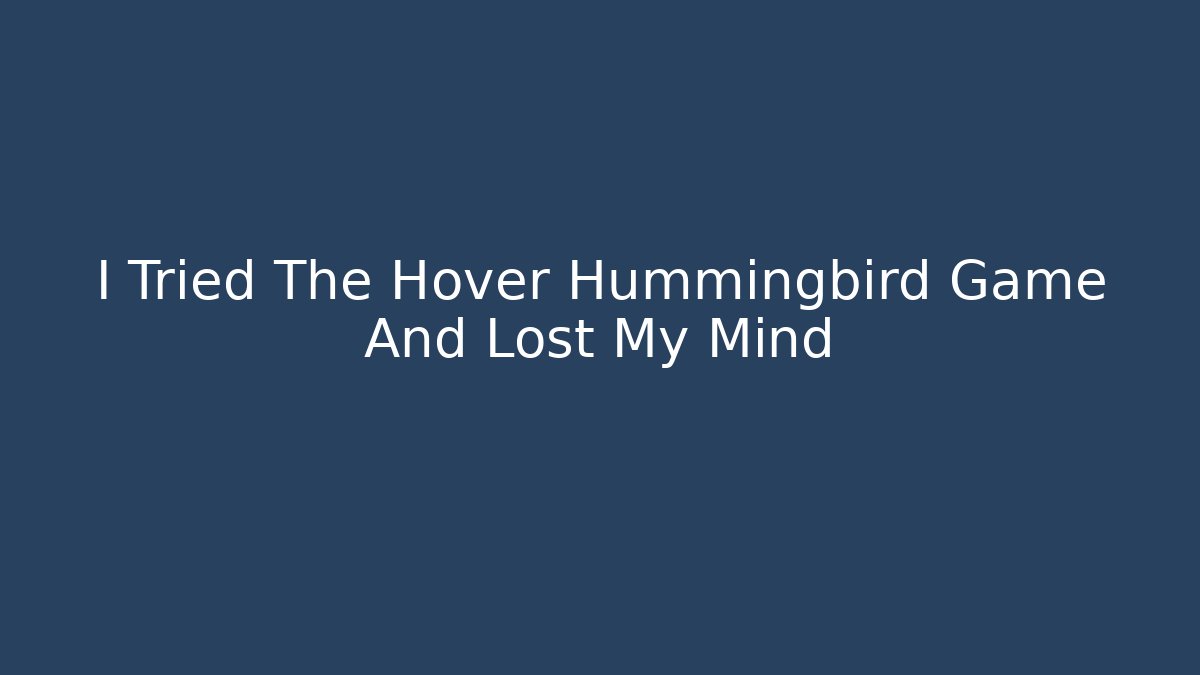 I Tried The Hover Hummingbird Game And Lost My Mind