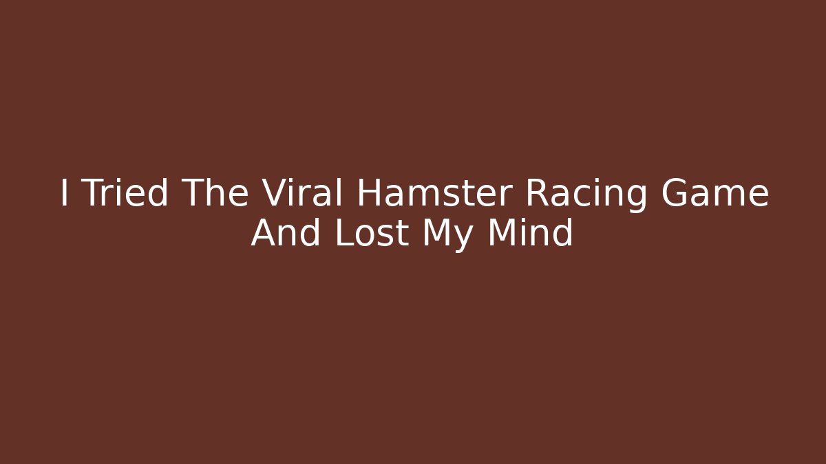 I Tried The Viral Hamster Racing Game And Lost My Mind - Critter Realm