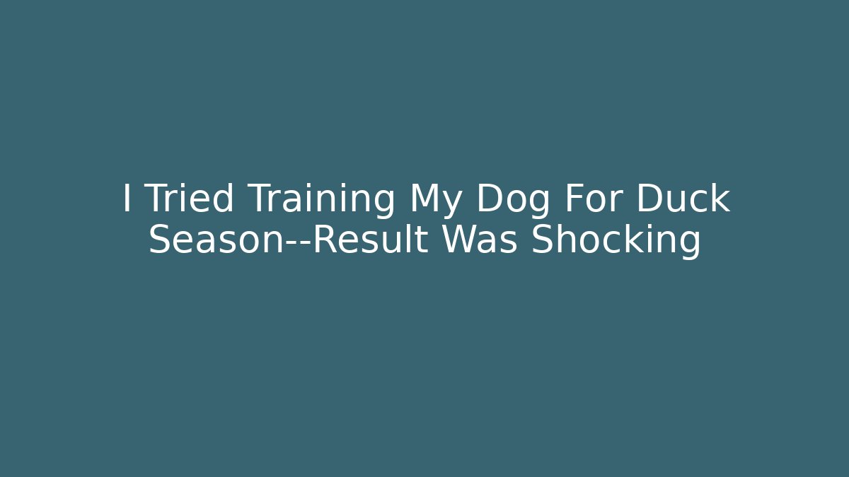 I Tried Training My Dog For Duck Season—Result Was Shocking