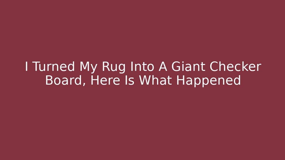 I Turned My Rug Into A Giant Checker Board, Here Is What Happened