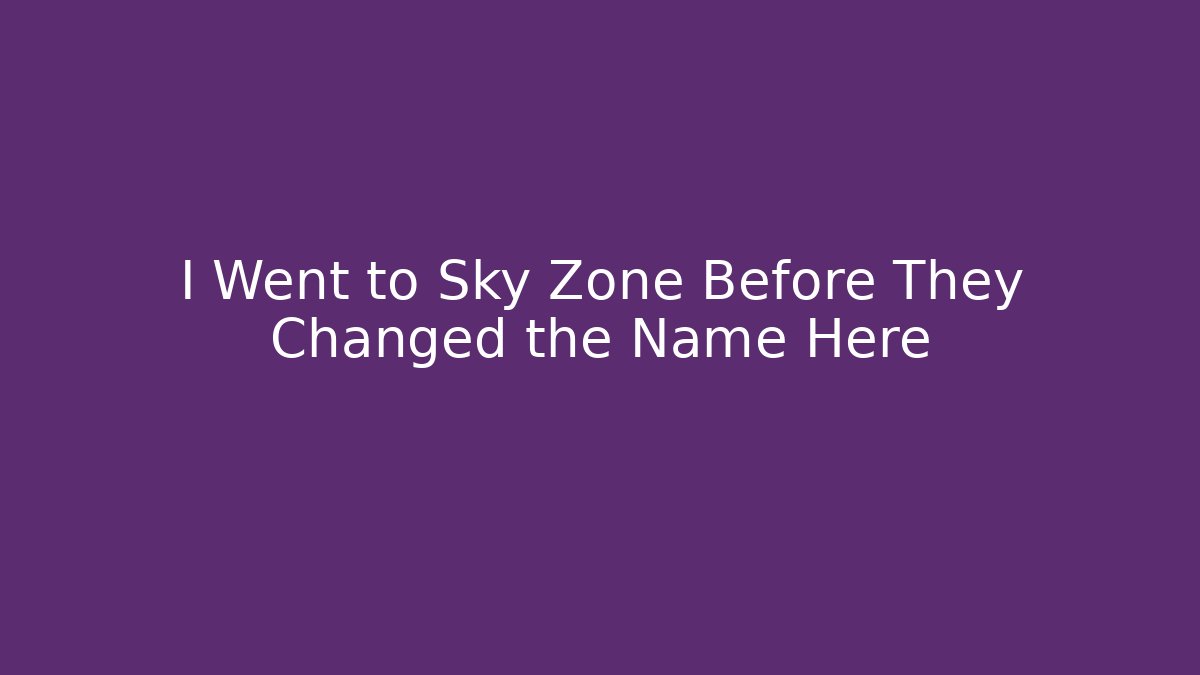 I Went to Sky Zone Before They Changed the Name Here