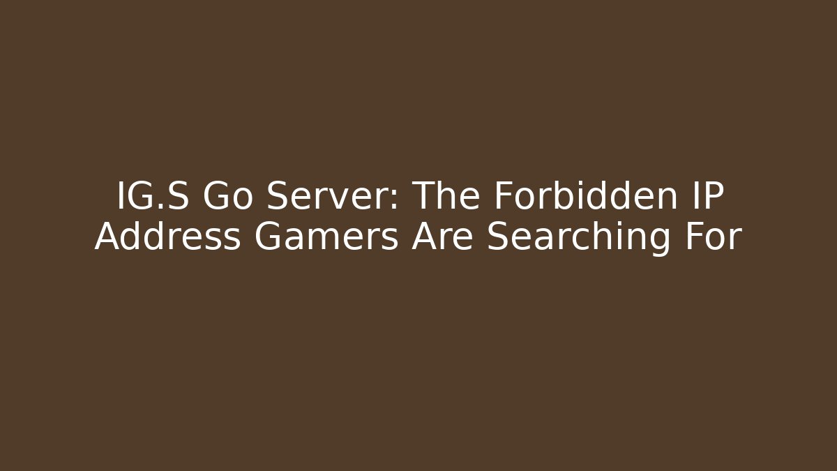 IG.S Go Server: The Forbidden IP Address Gamers Are Searching For