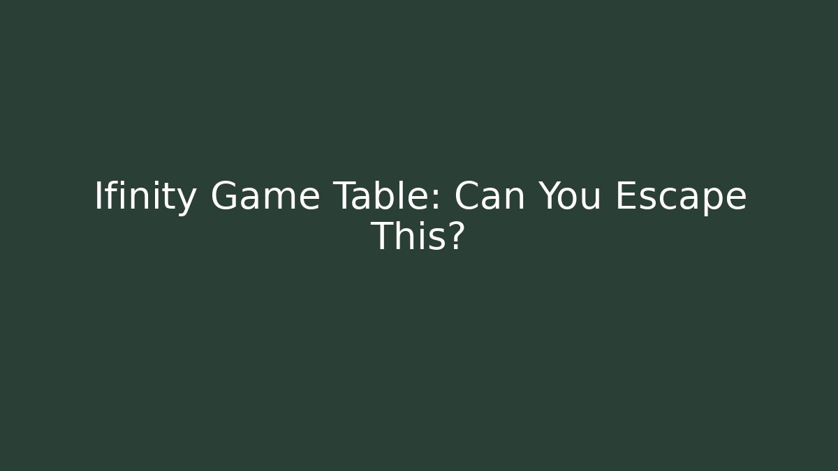 Ifinity Game Table: Can You Escape This? - Critter Realm