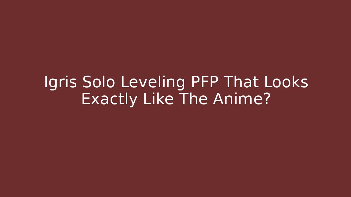 Igris Solo Leveling PFP That Looks Exactly Like The Anime?
