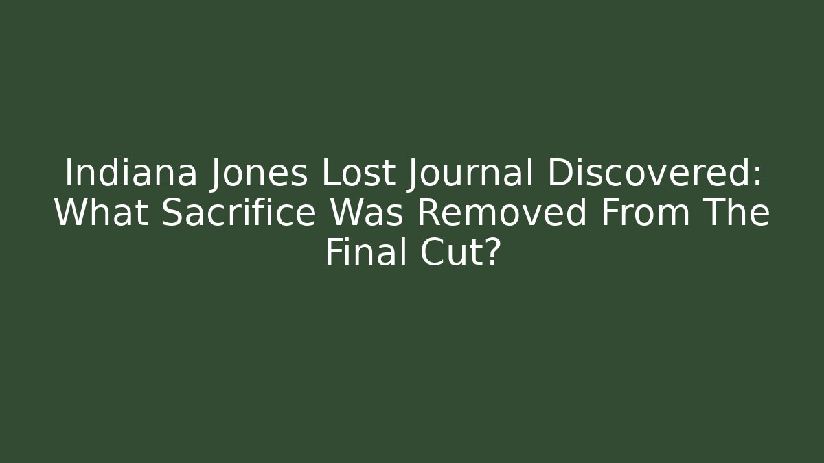 Indiana Jones Lost Journal Discovered: What Sacrifice Was Removed From The Final Cut?