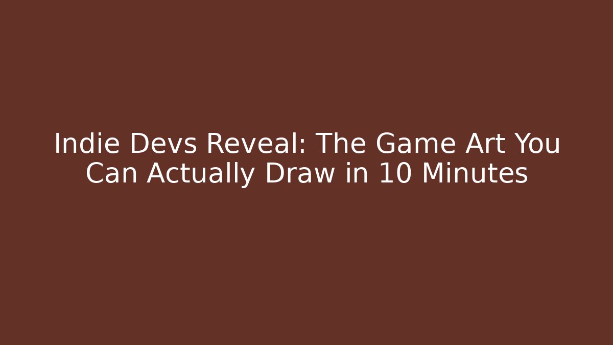Indie Devs Reveal: The Game Art You Can Actually Draw in 10 Minutes