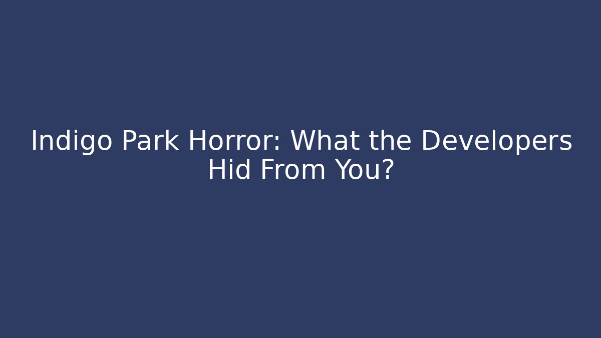 Indigo Park Horror: What the Developers Hid From You? - Critter Realm