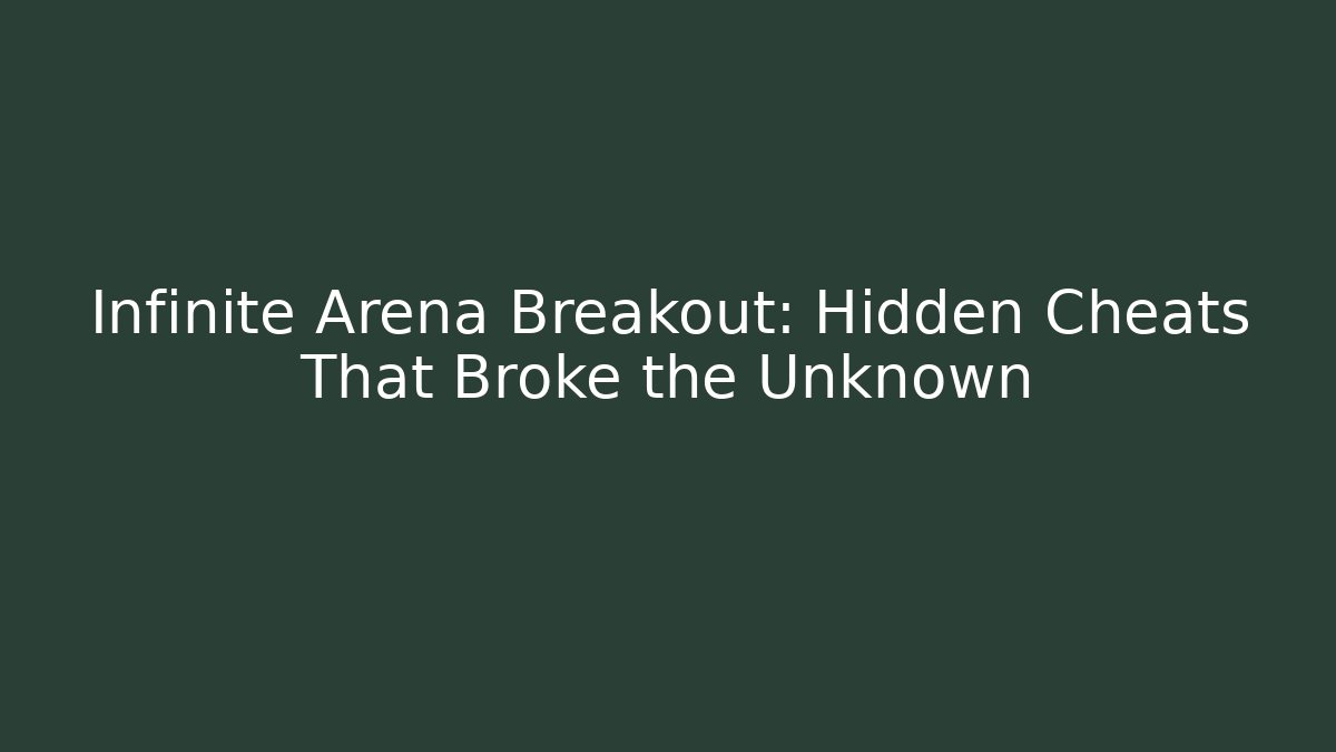 Infinite Arena Breakout: Hidden Cheats That Broke the Unknown