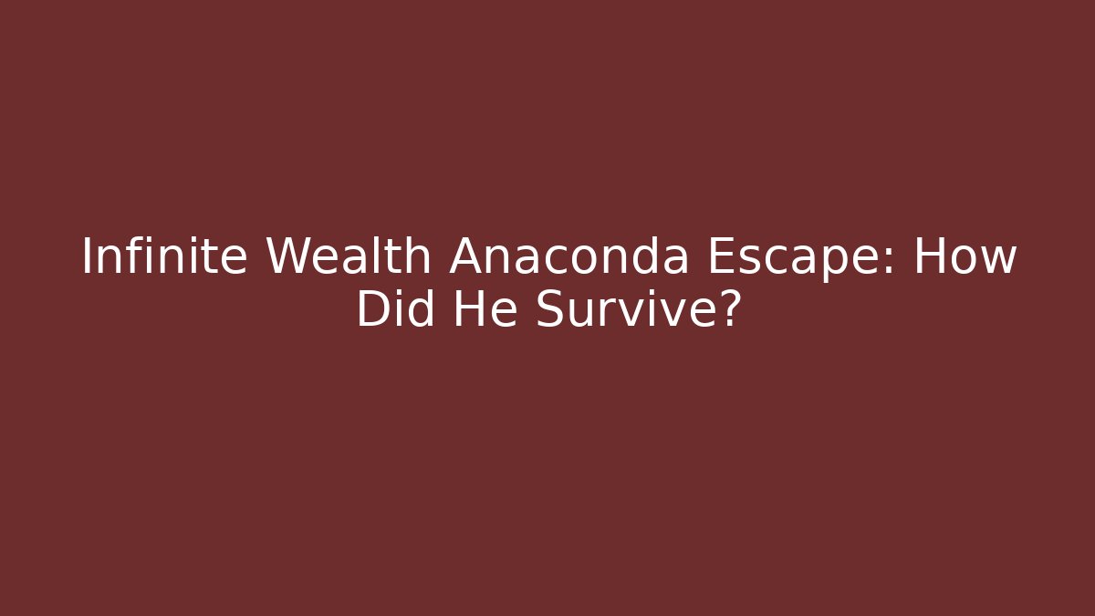 Infinite Wealth Anaconda Escape: How Did He Survive?