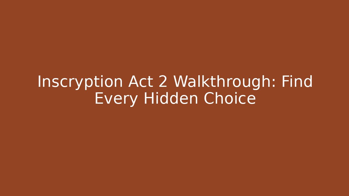 Inscryption Act 2 Walkthrough: Find Every Hidden Choice