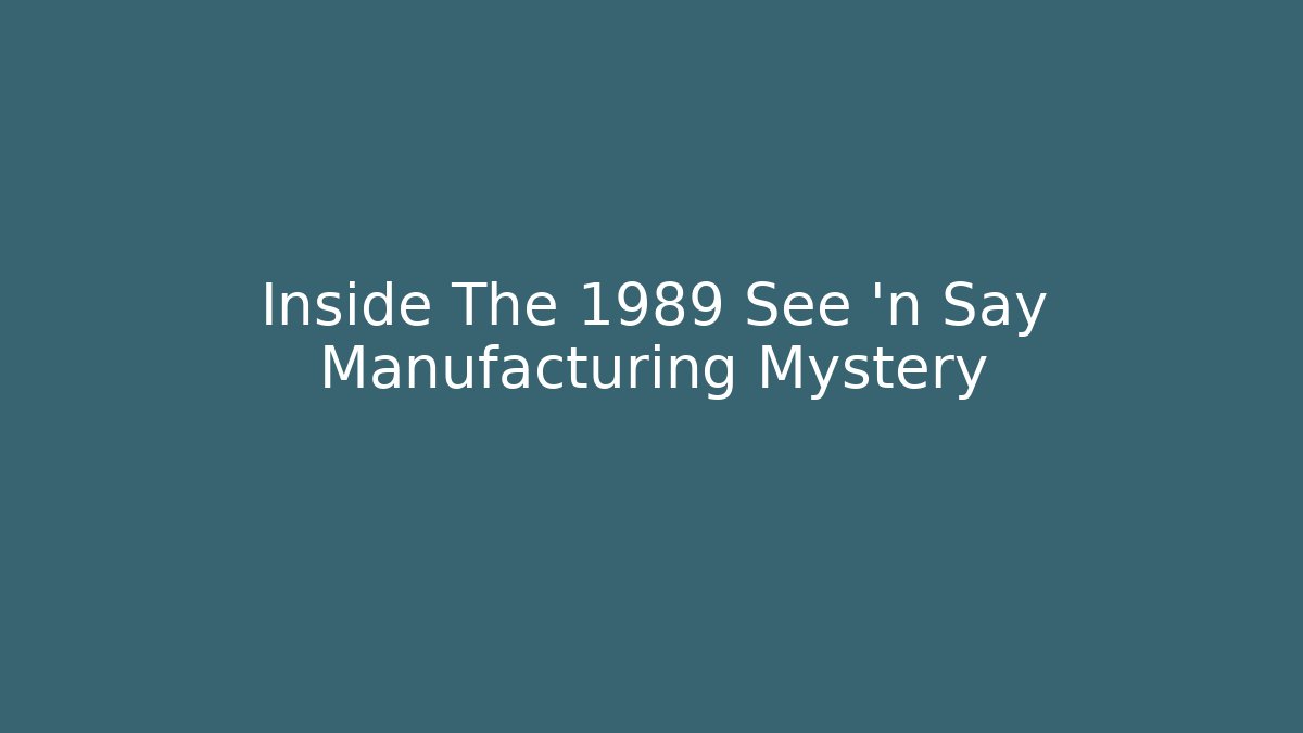 Inside The 1989 See 'n Say Manufacturing Mystery