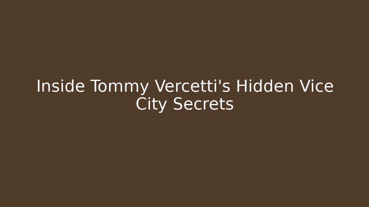 Inside Tommy Vercetti's Hidden Vice City Secrets