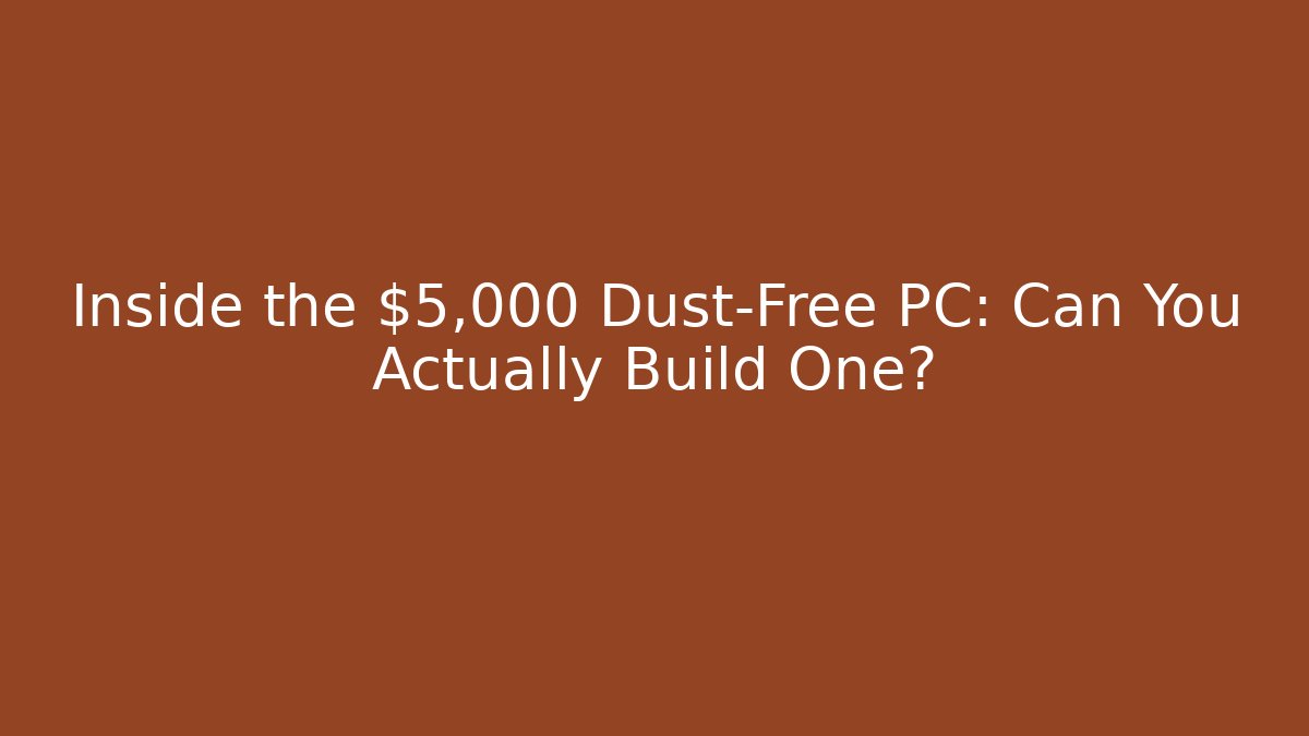 Inside the $5,000 Dust-Free PC: Can You Actually Build One?