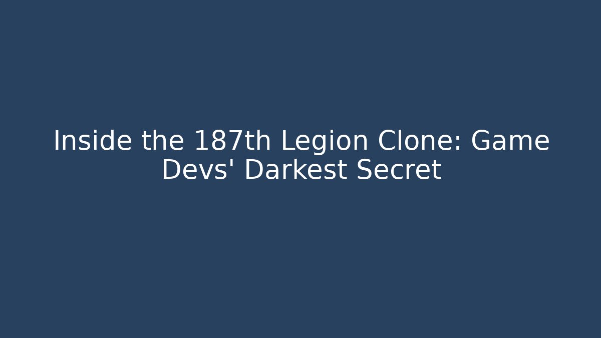 Inside the 187th Legion Clone: Game Devs' Darkest Secret - Critter Realm