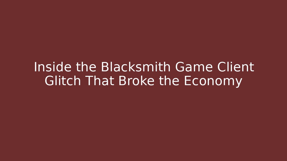 Inside the Blacksmith Game Client Glitch That Broke the Economy