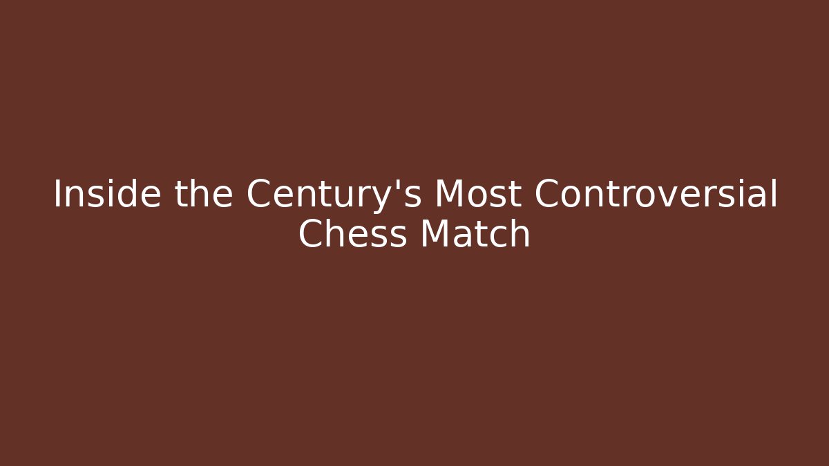 Inside the Century's Most Controversial Chess Match - Critter Realm