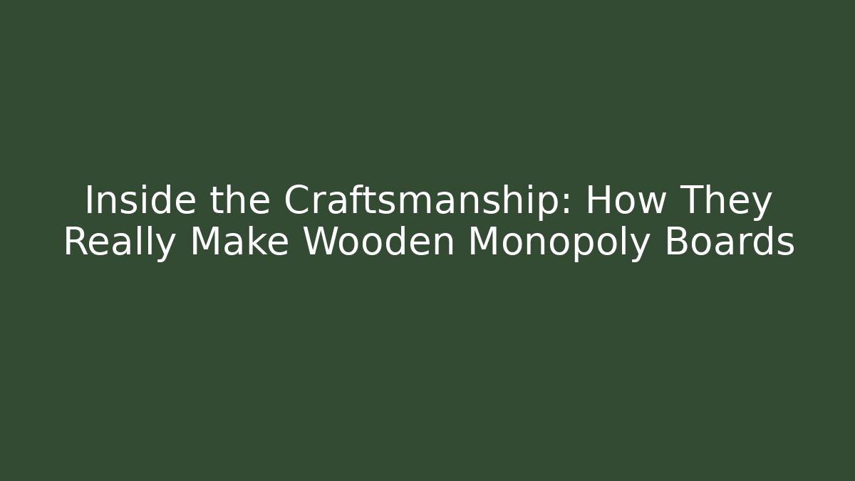 Inside the Craftsmanship: How They Really Make Wooden Monopoly Boards