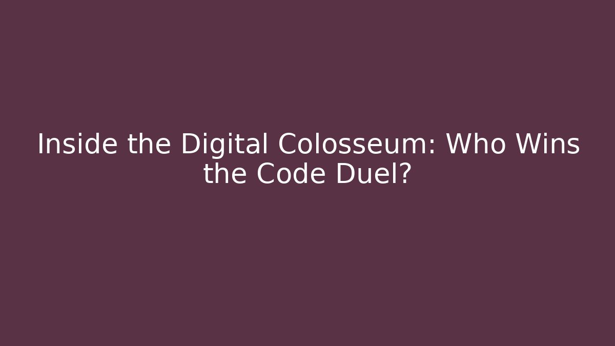 Inside the Digital Colosseum: Who Wins the Code Duel? - Critter Realm