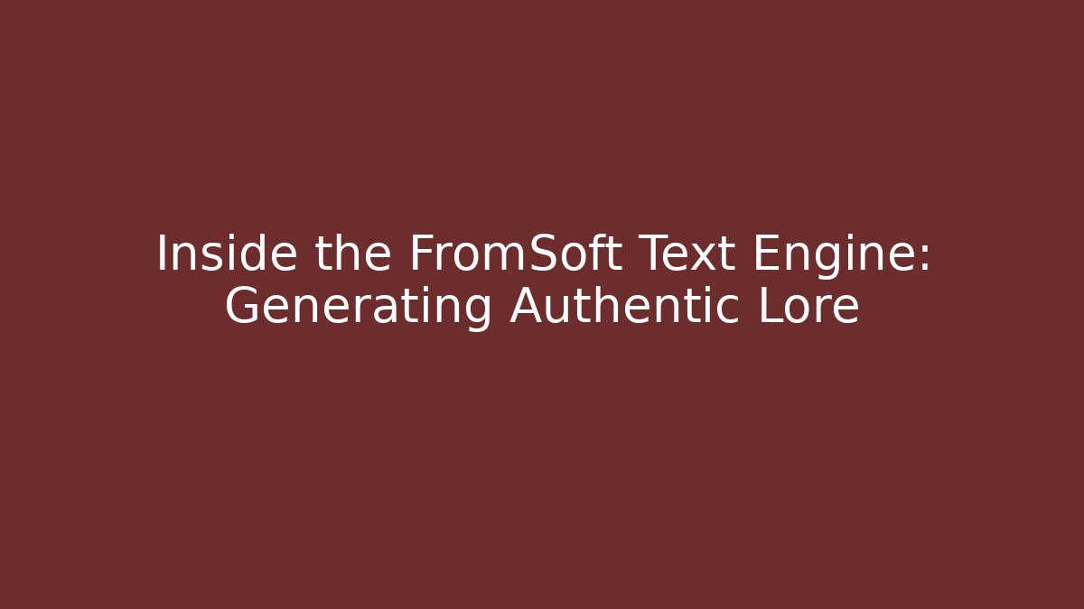 Inside the FromSoft Text Engine: Generating Authentic Lore