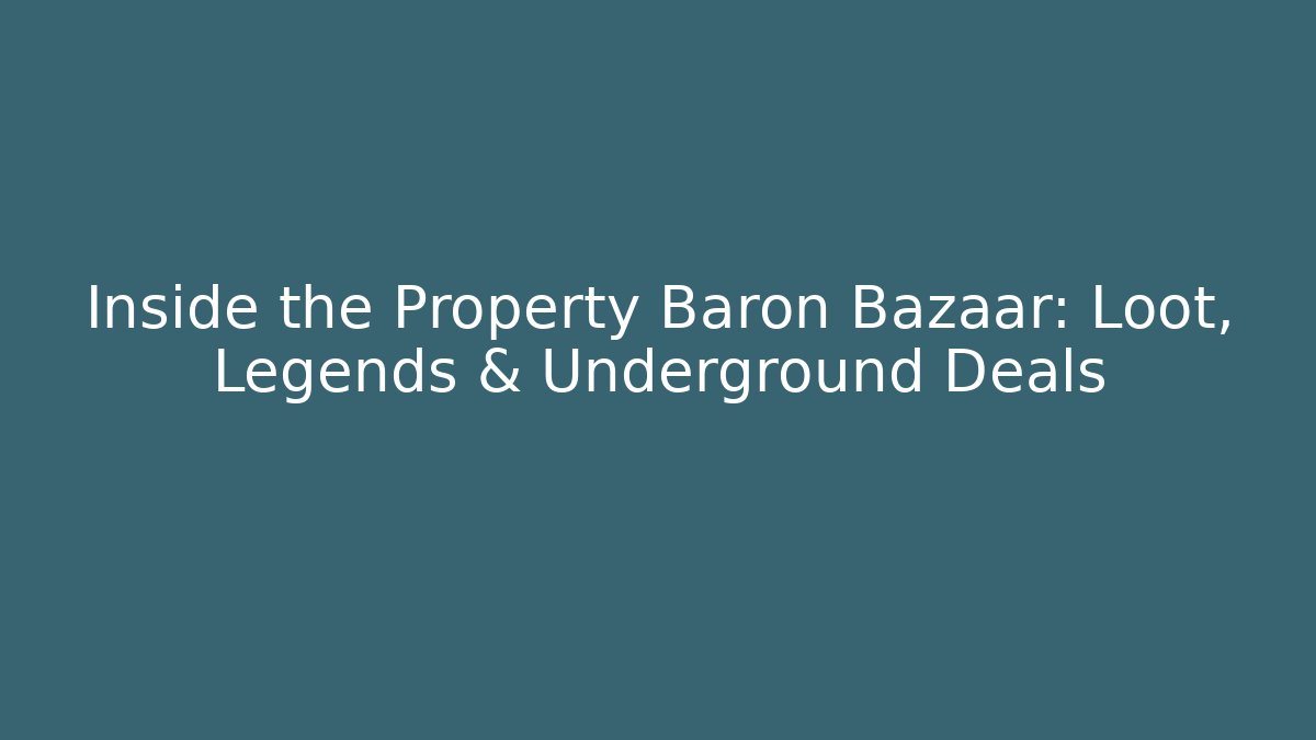 Inside the Property Baron Bazaar: Loot, Legends & Underground Deals