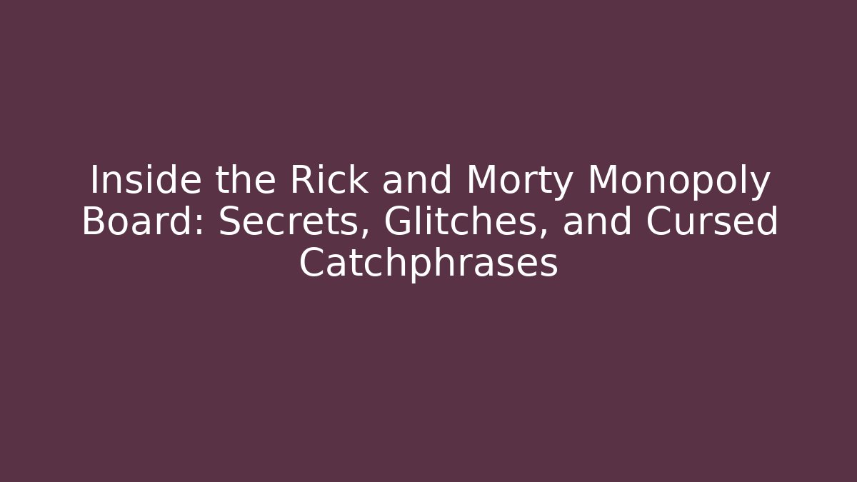 Inside the Rick and Morty Monopoly Board: Secrets, Glitches, and Cursed Catchphrases - Critter Realm