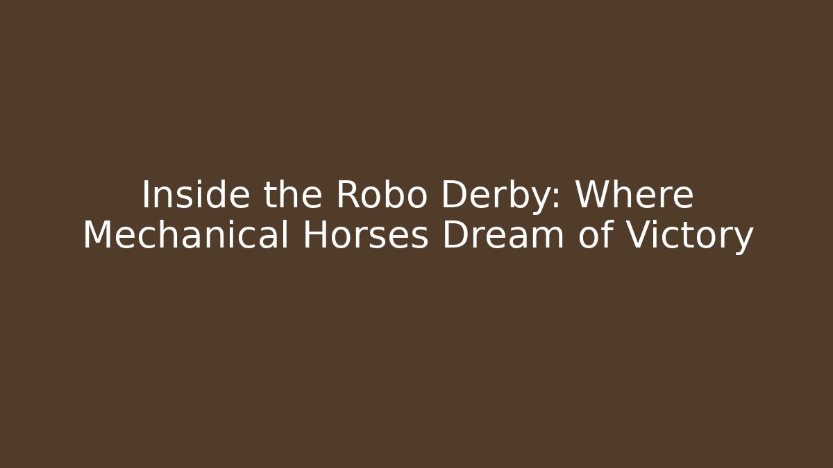 Inside the Robo Derby: Where Mechanical Horses Dream of Victory