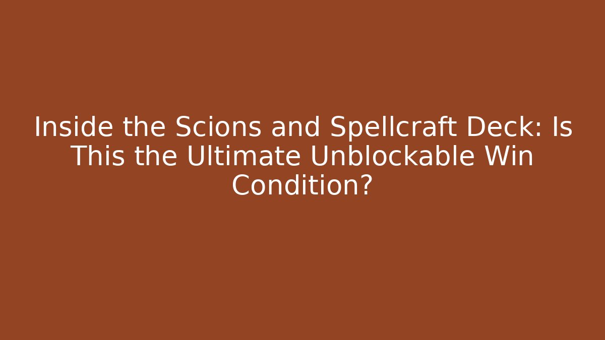Inside the Scions and Spellcraft Deck: Is This the Ultimate Unblockable Win Condition?