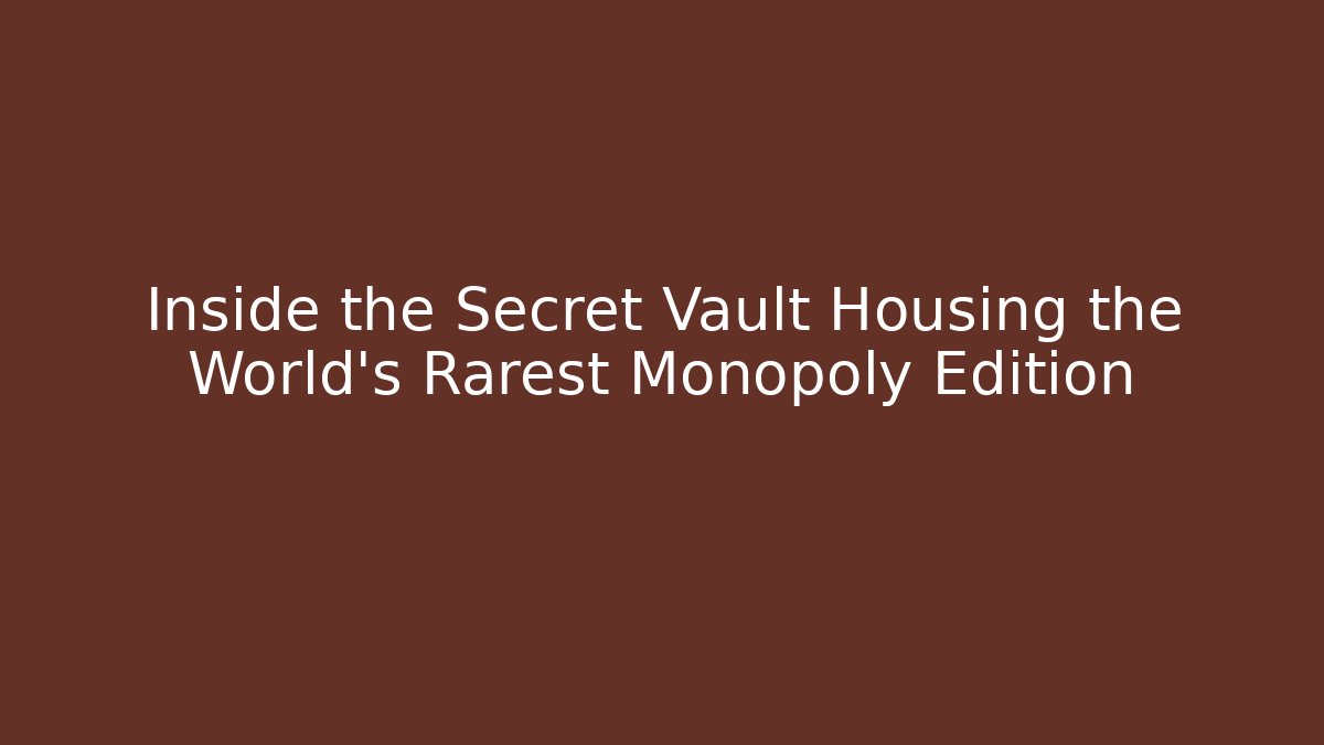 Inside the Secret Vault Housing the World's Rarest Monopoly Edition