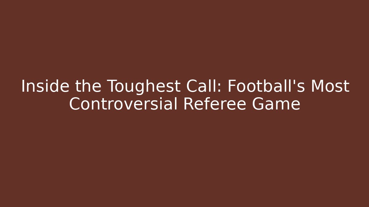 Inside the Toughest Call: Football’s Most Controversial Referee Game