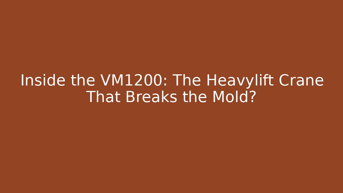 Inside the VM1200: The Heavylift Crane That Breaks the Mold?