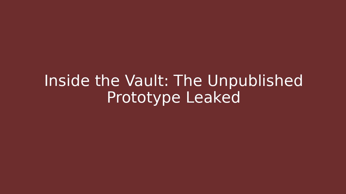 Inside the Vault: The Unpublished Prototype Leaked