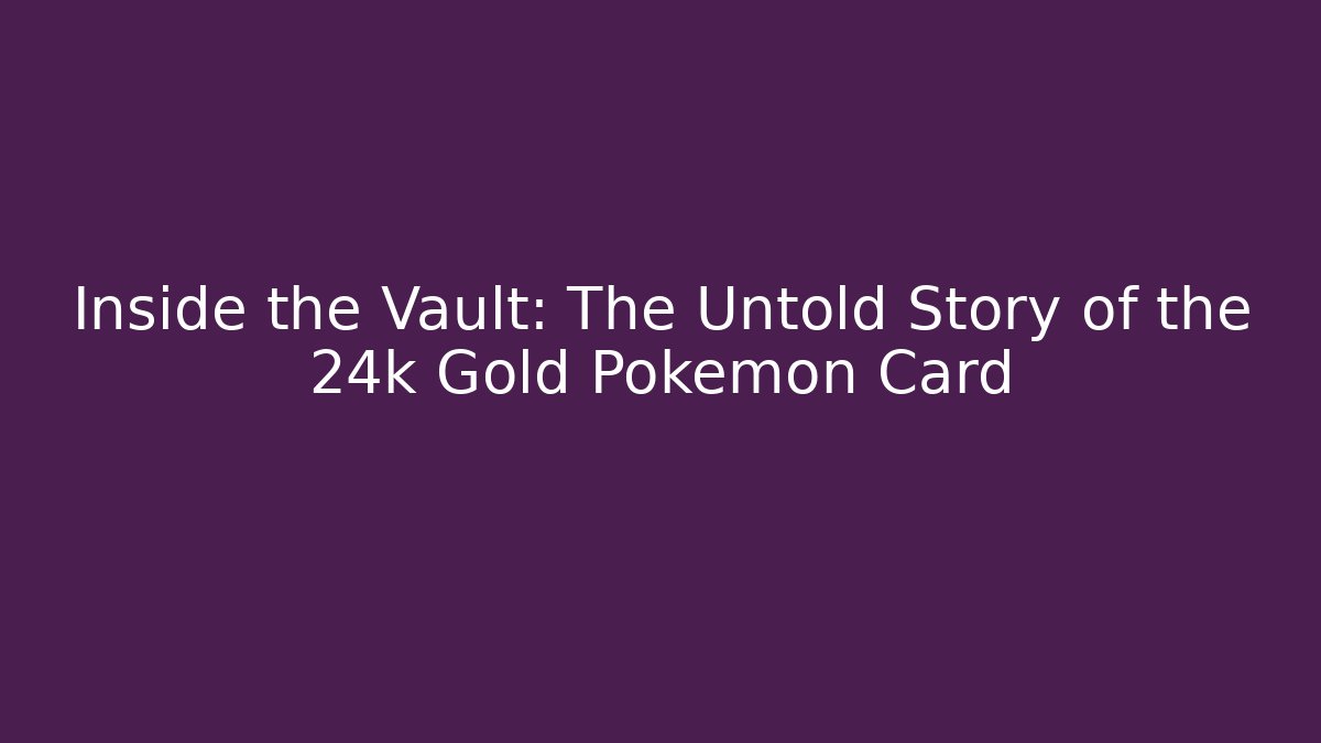 Inside the Vault: The Untold Story of the 24k Gold Pokémon Card