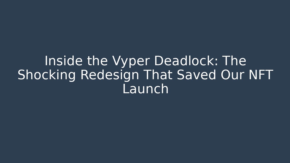 Inside the Vyper Deadlock: The Shocking Redesign That Saved Our NFT Launch