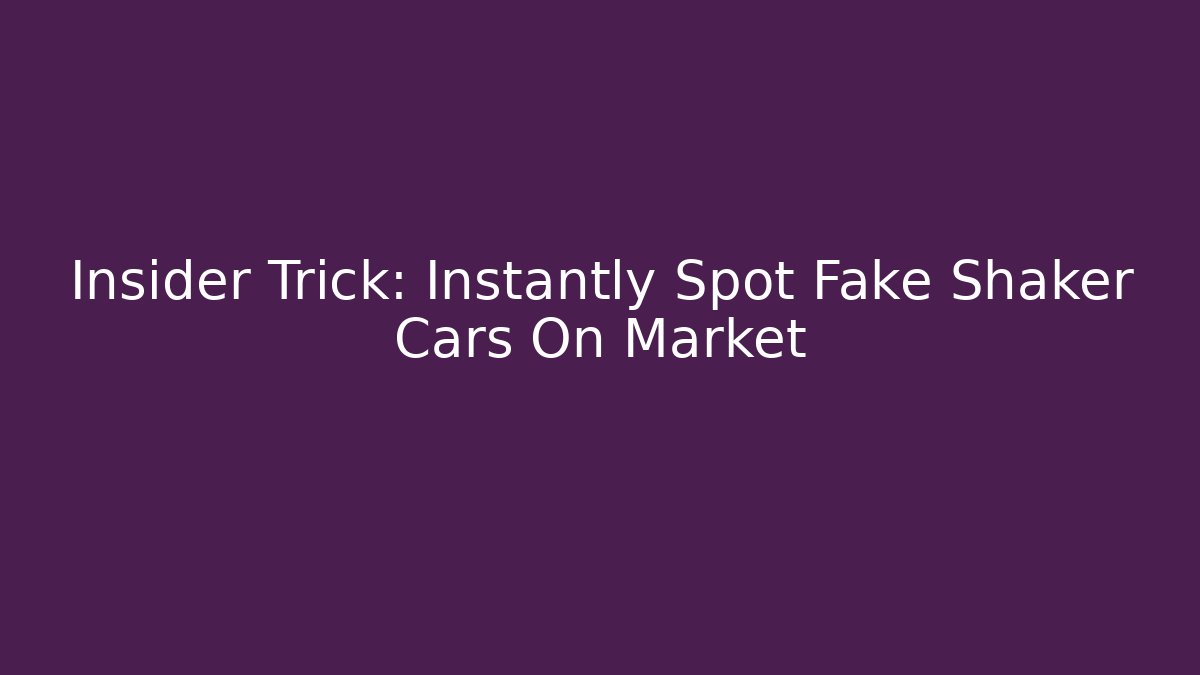 Insider Trick: Instantly Spot Fake Shaker Cars On Market